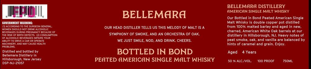 Label for Bellemara Distillery, american single malt, filed by Bellemara Distillery