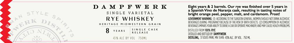 Label for Dampfwerk, rye, filed by Dampfwerk Distilling