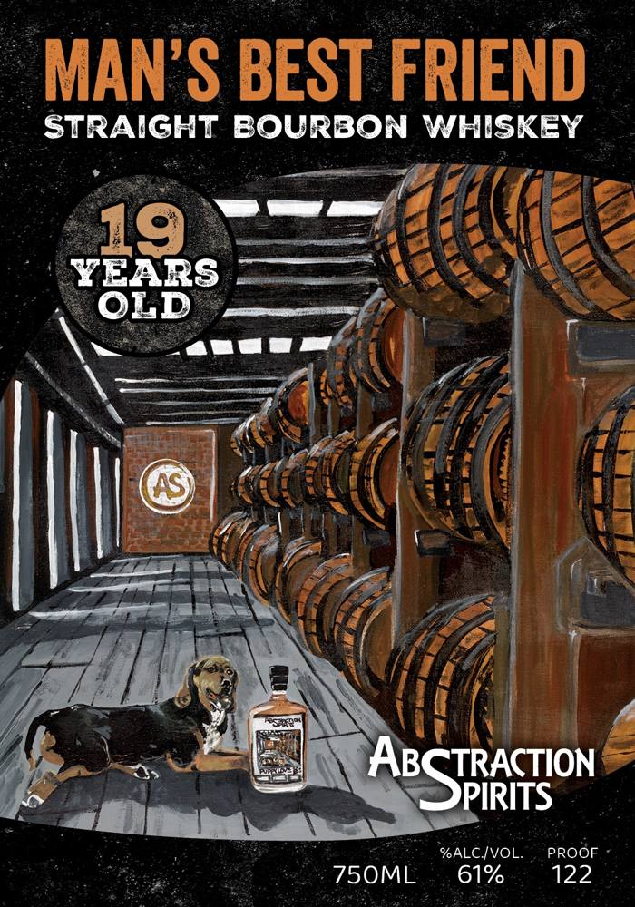 Label for Abstraction Spirits, Man's Best Friend, straight bourbon, filed by Abstraction Spirits