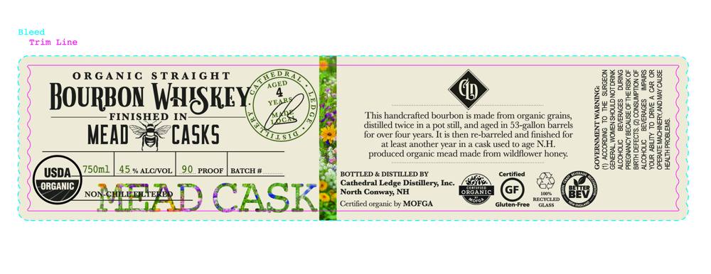 Label for Cathedral Ledge Distillery, Mead Cask, whiskey specialty, filed by CATHEDRAL LEDGE DISTILLERY