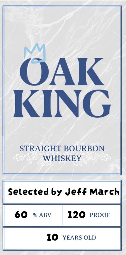 Label for Oak King, straight bourbon, filed by Nashville Barrel Company